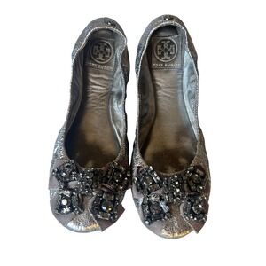 Tory Burch Metallic Embellished Ballet Flats Women's Size 9M